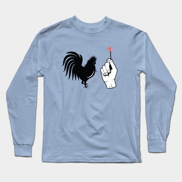 Picture Puzzle Design: Rooster + Hand Holding Candy Long Sleeve T-Shirt by Jarecrow 